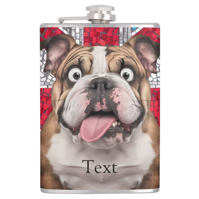 Cute Funny English BullDog Flask (Front)