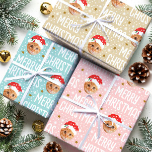 Cute Funny Face Christmas Custom Set Wrapping Paper Sheets