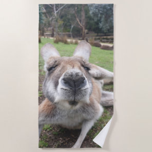 Cute Funny Face Kangaroo Kawaii Animal Beach Towel
