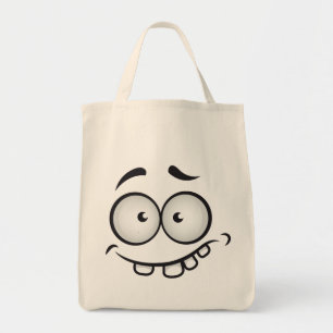 Cute funny face smiling laughing trendy modern tote bag