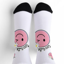 Cute Funny Face Socks | Kawaii Cartoon Pink Socks