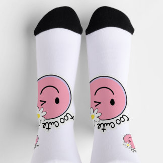 Cute Funny Face Socks | Kawaii Cartoon Pink Socks