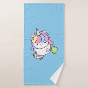 Cute Funny Farting Unicorn Pastel Kawaii Bath Towel Set