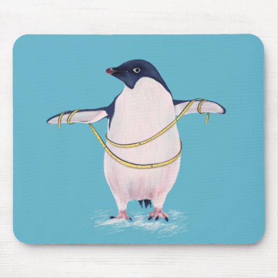 Cute Funny Fat Penguin On Diet Mouse Pad