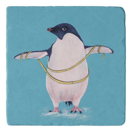 Cute Funny Fat Penguin On Diet Trivet