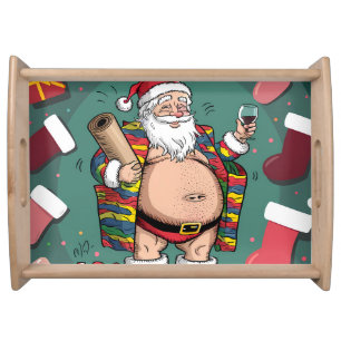 Cute funny father christmas serving tray