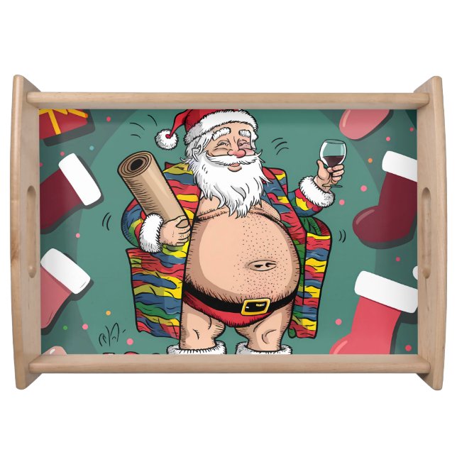 Cute funny father christmas serving tray (Front)