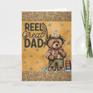 Cute Funny Fathers Day Fishing Bear Card