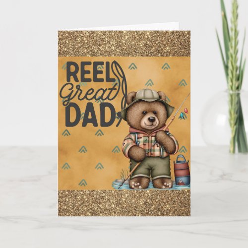 Cute Funny Fathers Day Fishing Bear Card