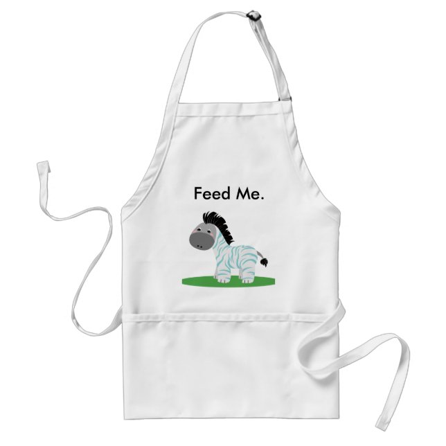 Cute & Funny Feed Me Baby Zebra Kitchen Apron (Front)