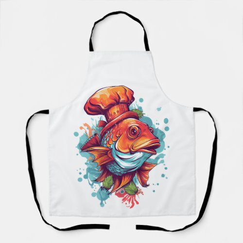 Cute Funny Fish Chef Animal Kitchen Humor Apron