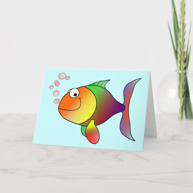 Cute Funny Fish - Colorful Card (Front)