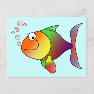 Cute Funny Fish - Colorful Postcard