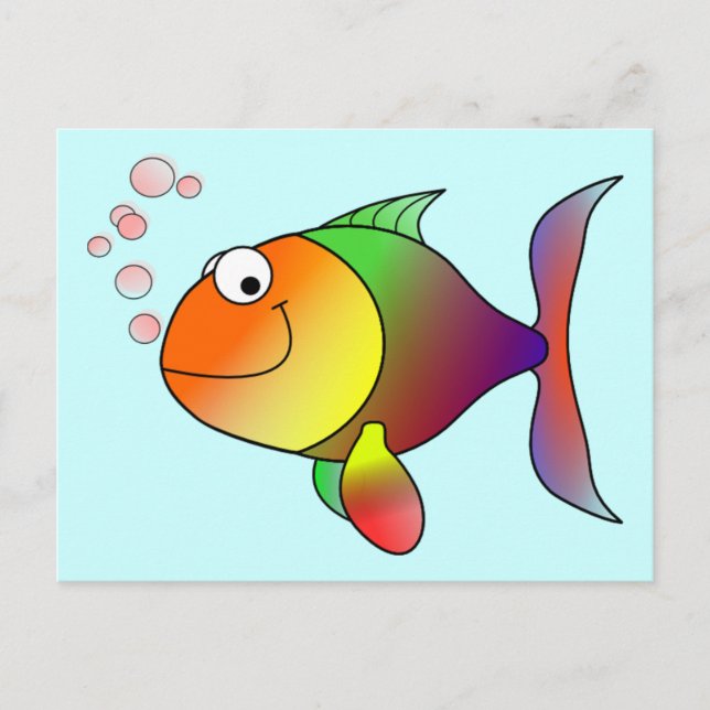 Cute Funny Fish - Colorful Postcard (Front)