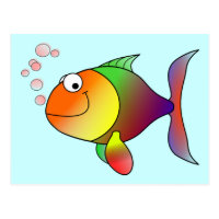 Cute Funny Fish - Colorful Postcard