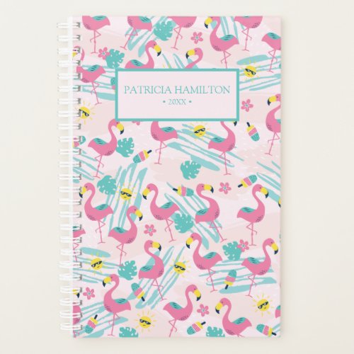 Cute Funny Flamingo Pink Blush Tropical Pattern Planner