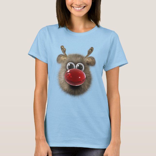 Cute Funny Fluffy Reindeer T-Shirt (Front)
