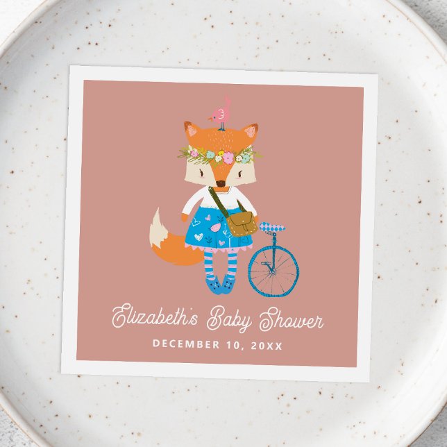 Cute funny forest fox. Woodland animal baby shower Napkins (Creator Uploaded)