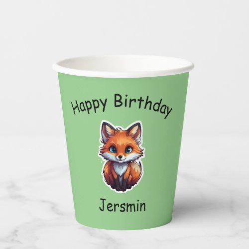 Cute Funny Fox Illustration Paper Cups