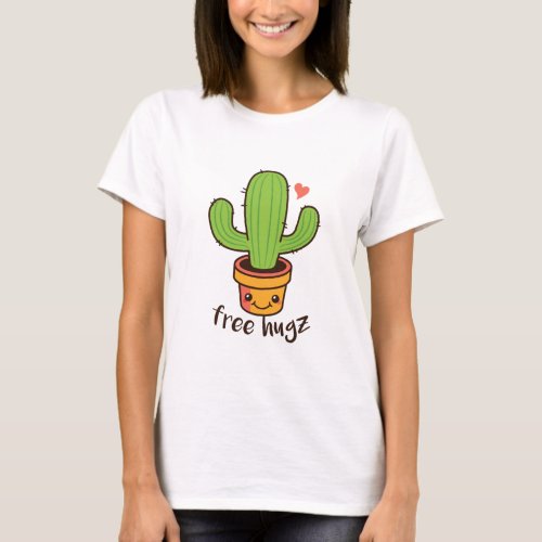 Cute Funny FREE HUGS Hugz Cacti Cactus Prickly T_Shirt