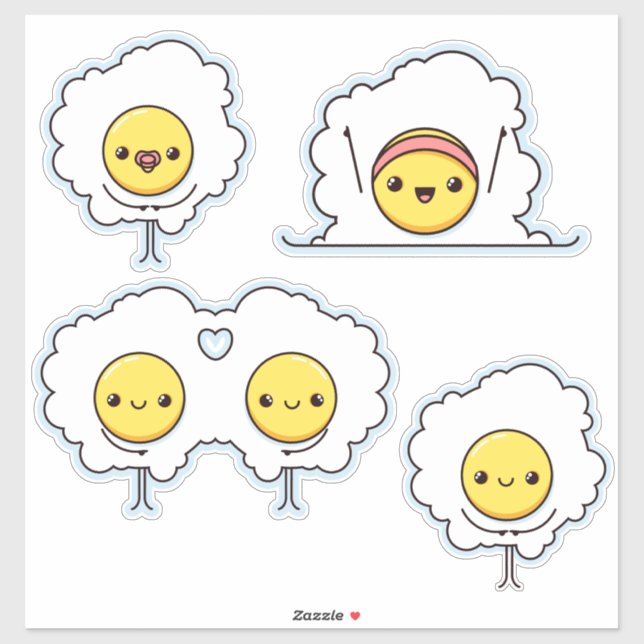Cute funny fried eggs  sticker (Sheet)
