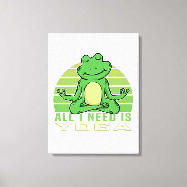 Cute funny frog doing yoga. funny yoga poses canvas print (Front)