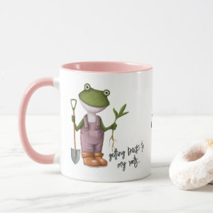 Cute Funny Frog Gardening Personalized Name Mug