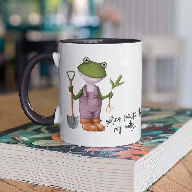 Cute Funny Frog Gardening Personalized Name Mug (Creator Uploaded)