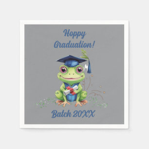 Cute Funny Frog Hoppy Graduation Batch Party Napkins