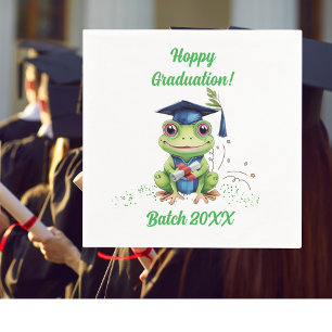 Cute Funny Frog Hoppy Graduation Batch Party Napkins