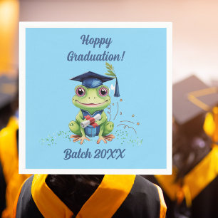 Cute Funny Frog Hoppy Graduation Batch Party Napkins