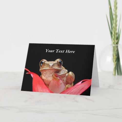 Cute Funny Frog in Lily _ Greeting Card Template