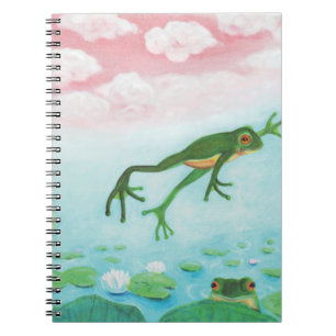 Cute Funny Frog Jumps Into The Pond  Notebook