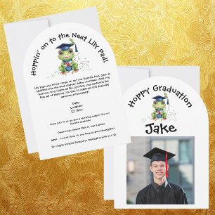 Cute Funny Frog Photo Graduation Party  Invitation
