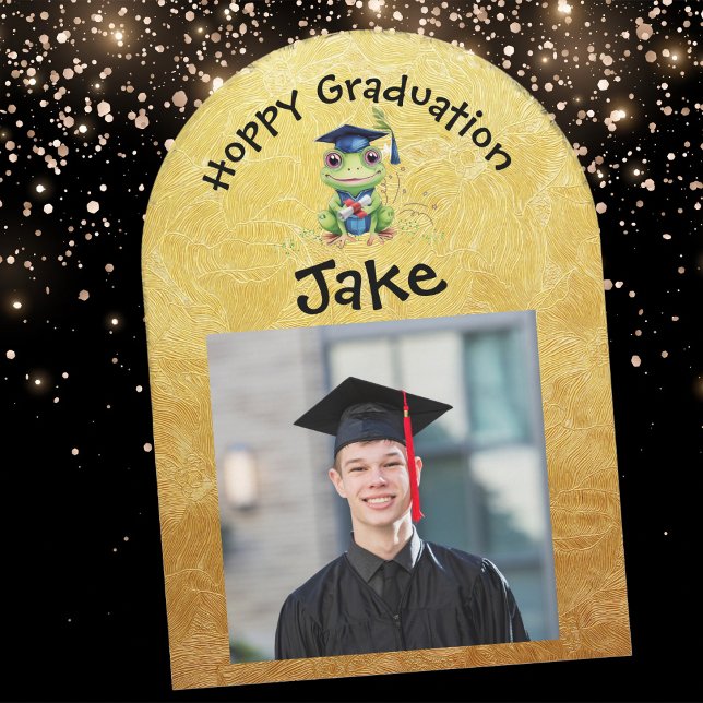 Cute Funny Frog Photo Graduation Party  Invitation (Creator Uploaded)