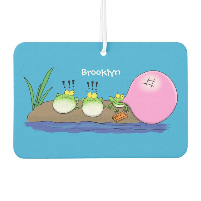 Cute funny frogs bubblegum cartoon illustration air freshener (Front)