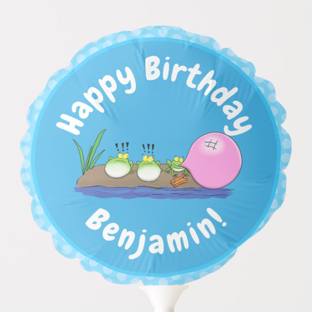 Cute funny frogs bubblegum cartoon illustration balloon (Front)