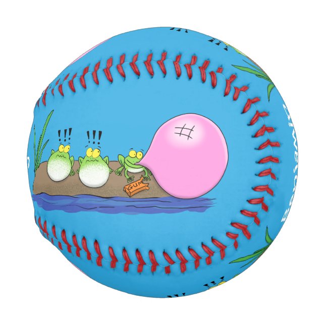 Cute funny frogs bubblegum cartoon illustration baseball (Front Right)