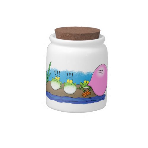 Cute funny frogs bubblegum cartoon illustration candy jar