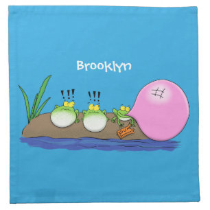 Cute funny frogs bubblegum cartoon illustration cloth napkin