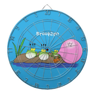 Cute funny frogs bubblegum cartoon illustration dart board