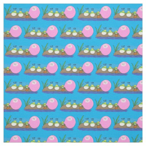Cute funny frogs bubblegum cartoon illustration fabric