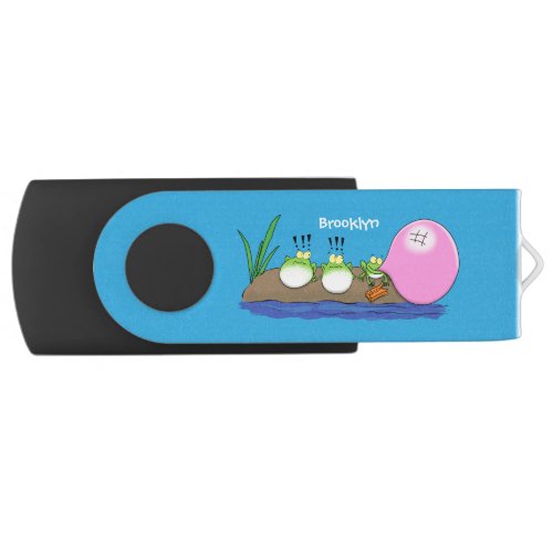 Cute funny frogs bubblegum cartoon illustration flash drive