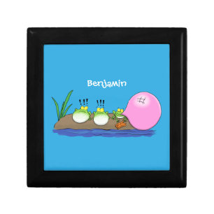 Cute funny frogs bubblegum cartoon illustration gift box