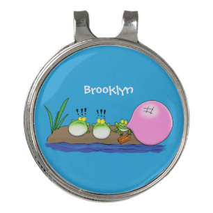Cute funny frogs bubblegum cartoon illustration golf hat clip