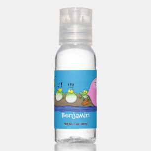 Cute funny frogs bubblegum cartoon illustration hand sanitizer