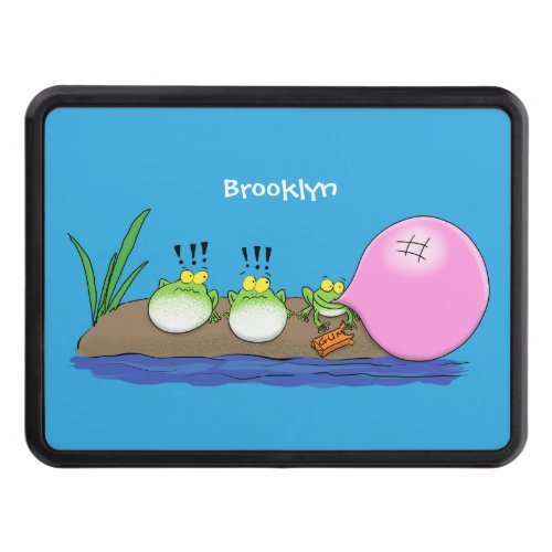 Cute funny frogs bubblegum cartoon illustration hitch cover