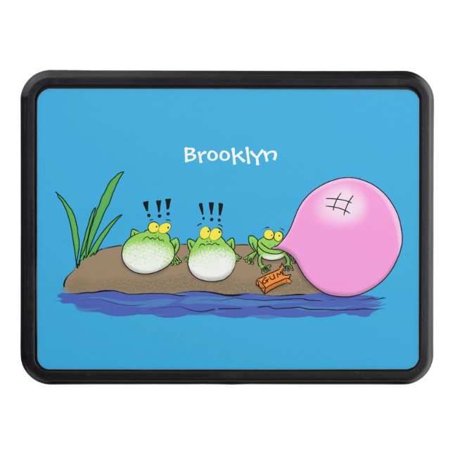 Cute funny frogs bubblegum cartoon illustration hitch cover (Front)