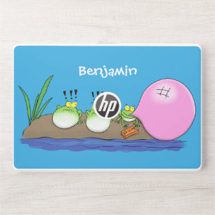 Cute funny frogs bubblegum cartoon illustration HP laptop skin