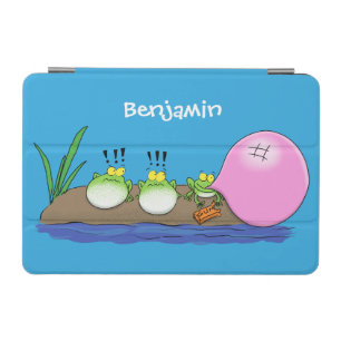 Cute funny frogs bubblegum cartoon illustration iPad mini cover